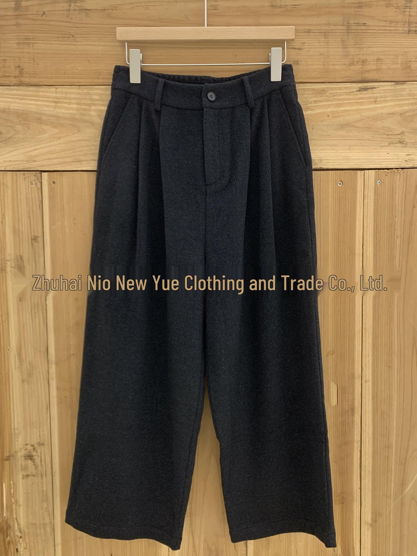 

Spring 2026 Silk Wool Blend Wide-Leg Pants - A Touch of Blue Small серый/чёрный