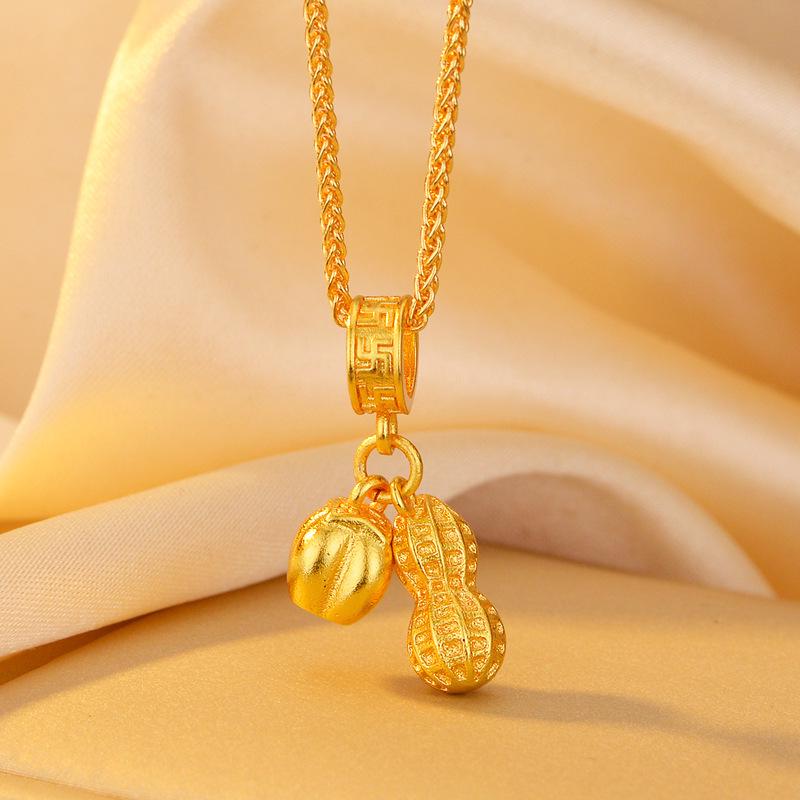 New Year Golden Sand Women's Good Fortune Necklace: Alloy Pendant for Wealth & Blessings