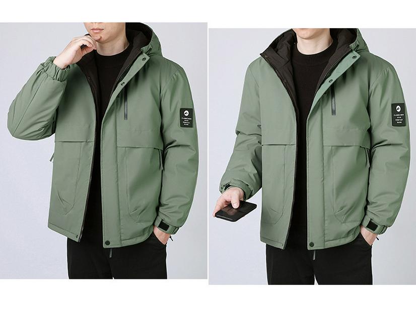 Men's Trendy Hooded Winter Jacket - Thick, Warm, Cotton-Padded Coat