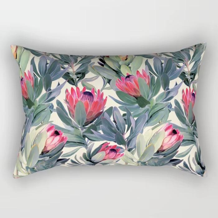 30*50cm Tropische Blume Pflanzenmuster Gedruckter Dekorativer Kissenbezug Schlafzimmer Wohnzimmer Zuhause Rechteckiger Kissenbezug Kissen