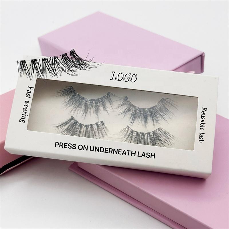 Clear Glue Super Fine Soft Band False Eyelashes Slef Adhesive Sticky Handmade Press on Strip Half Lashes