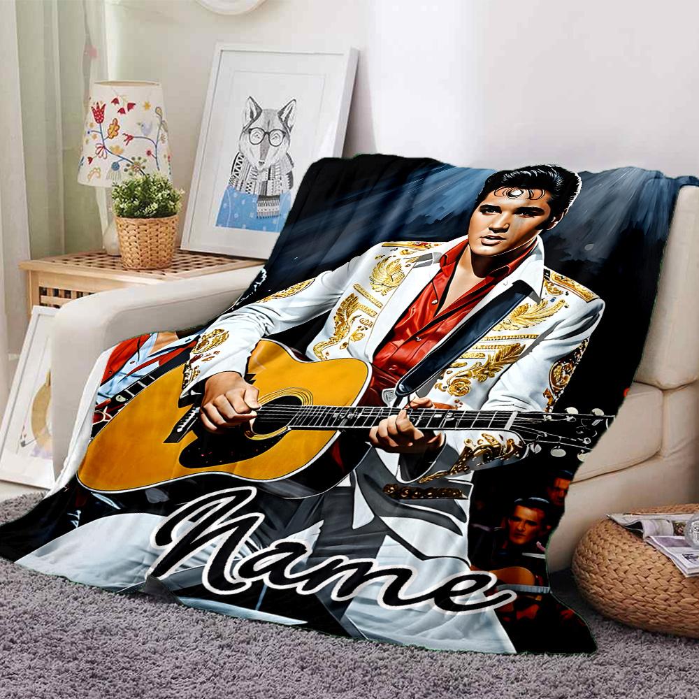 Elvis Presley Guitar Performance Four Seasons Blanket Customized With Your Name Lightweight And Warm Perfect Gift For Home Office Camping Sofa Travel