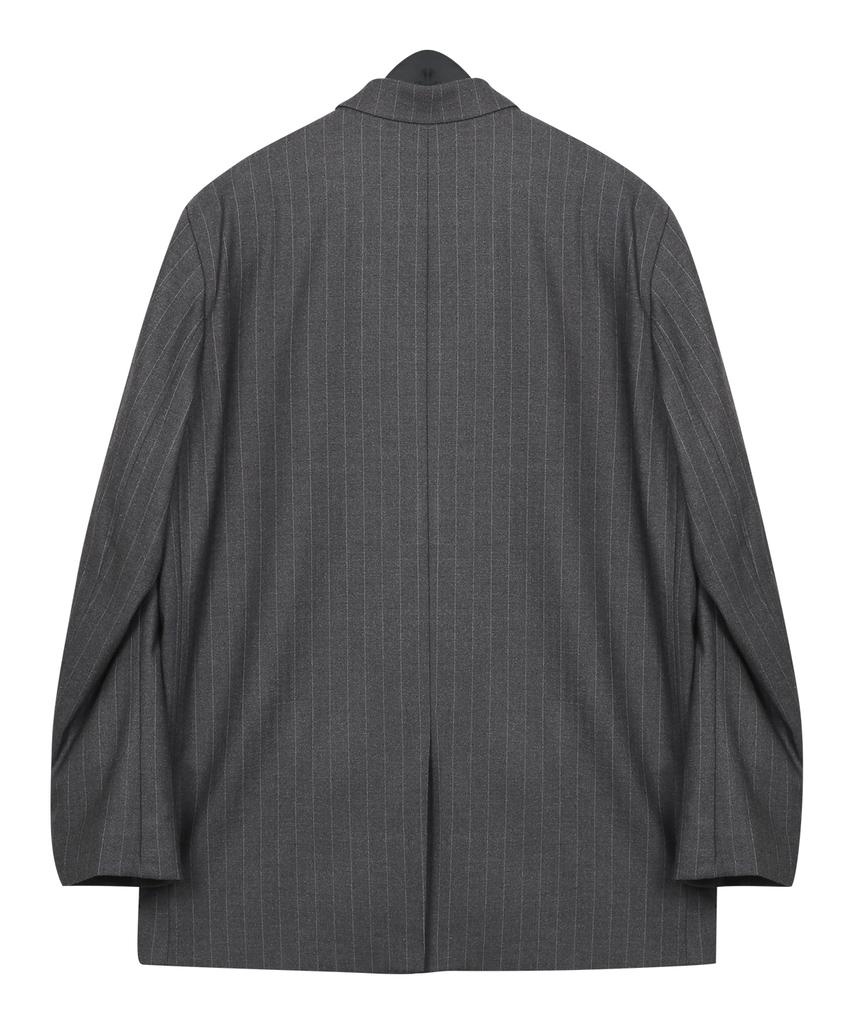 Prairie Striped Double Blazer (Gray)