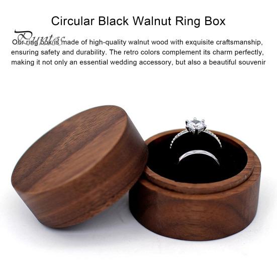 Ring Box Vintage Wooden Ring Storage Box Double Ring Display Case for Proposal Engagement Valentine Day