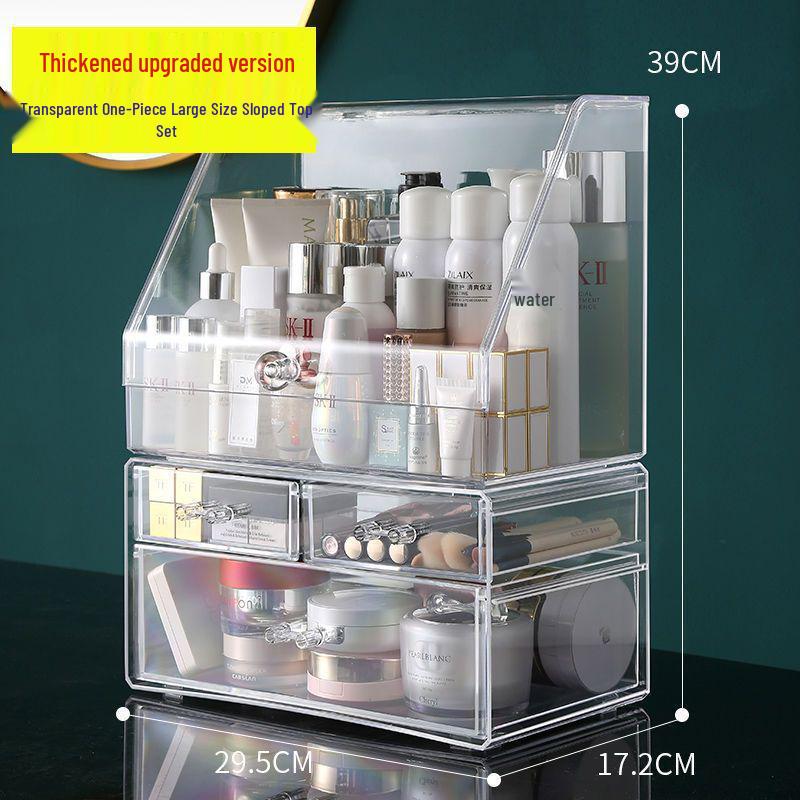 Organizator cosmetic transparent rezistent la praf cu capacitate mare pentru rujuri și produse de îngrijire a pielii