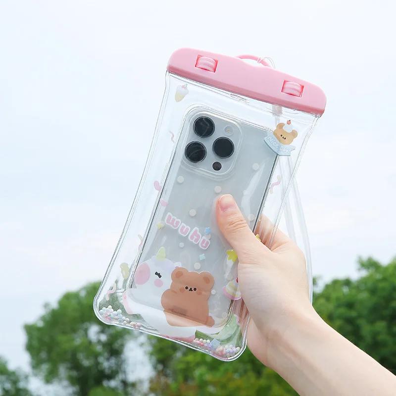 

Cute Cartoon Anti Sinking Air Waterproof Phone Bag Pouch for Apple IPhone Xiaomi Samsung Swimming Drifting Touchable Lanyard