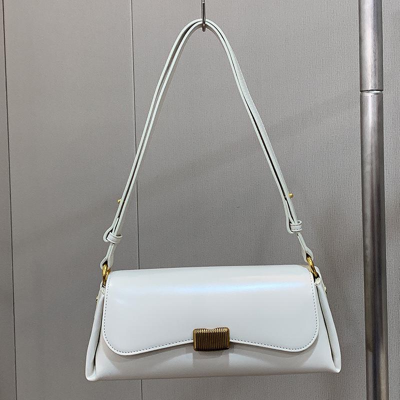 Bag women's niche design retro baguette armpit bag high-end new trendy red crossbody shoulder leather women's bag