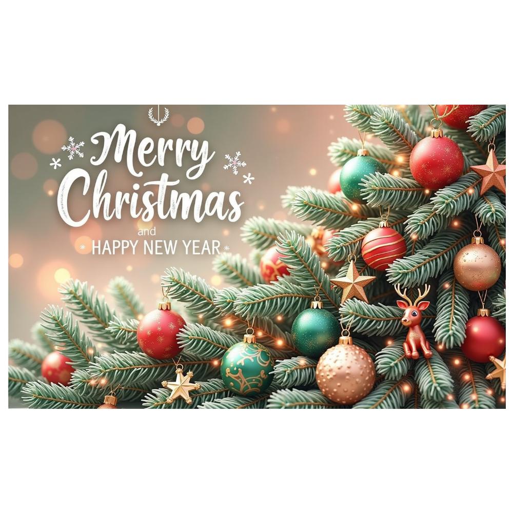 Happy New Year Banner Red Green Gold Colors Merry Christmas Banner Seasonal Banner Lightweight Christmas Decor For Holiday