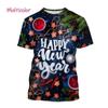 Happy New Year! Hot Selling Men And Women 3D Printed T-Shirt Short Sleeve Fashion Casual Christmas Art T-Shirt Unisex Tops Tees