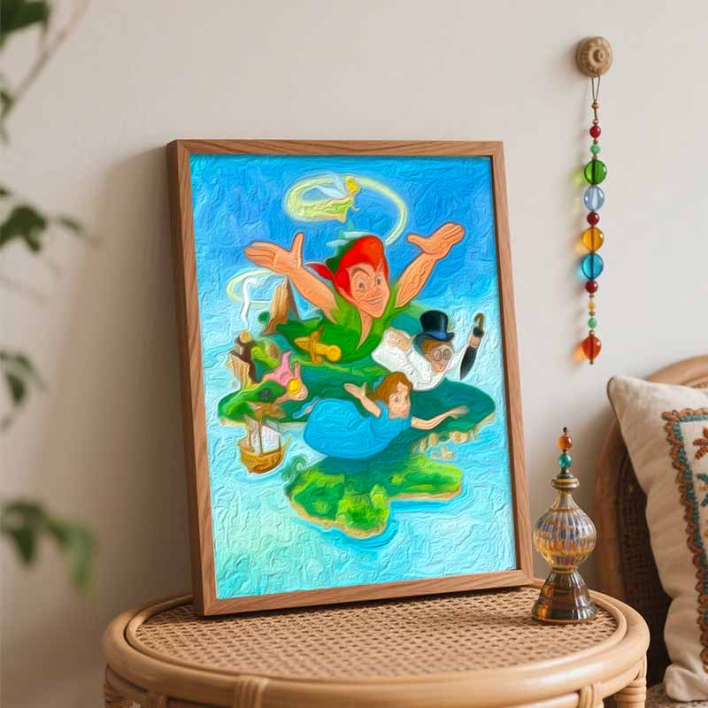 Disney DIY Peter Pan Tinker Bell Oil Painting Art Painting Kit Home Wall Decor Handmade Gift Canvas Craft Picture For Living Room Decor