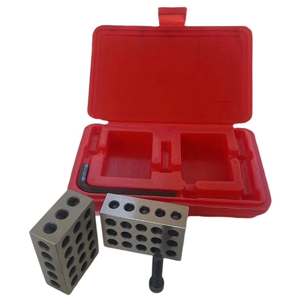 25-50-75mm Blocks Set Matched Pair 23 Holes Steel Setup Blocks With Screw Wrench For Machinists, Woodworkers