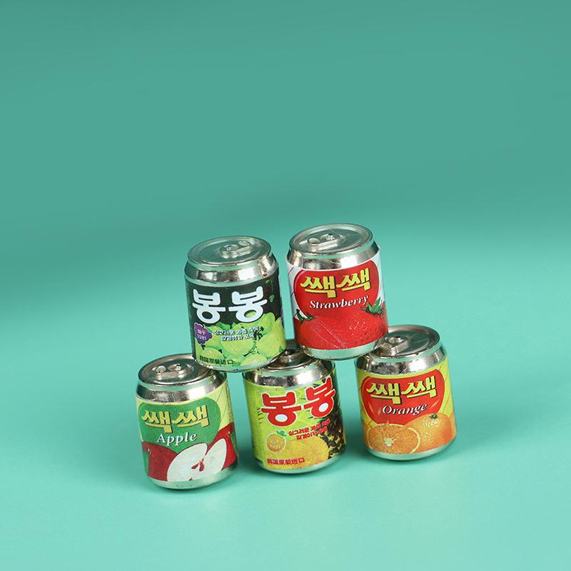 5Pc 1/12 Cute Miniature Doll House Fruit Drink Can Bottle Food Accessories