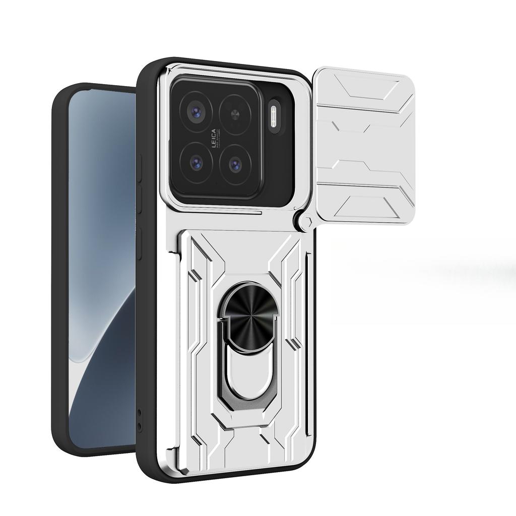 For Xiaomi 15 Case Camera Rotation Slide Card Slot Rotation Car Magnetic Ring Phone Case Protective Cover