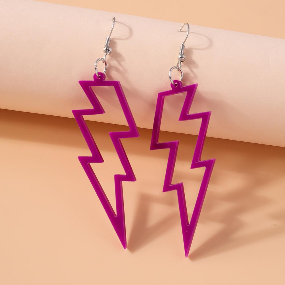 Fashion Candy Color Acrylic Lightning Drop Earrings for Women Girls Dangle Earrings Party Festival Jewelry Gift