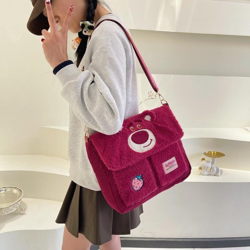 Adorable Plush Animal Pattern Handbag For Girls Spacious Commuting And School Use