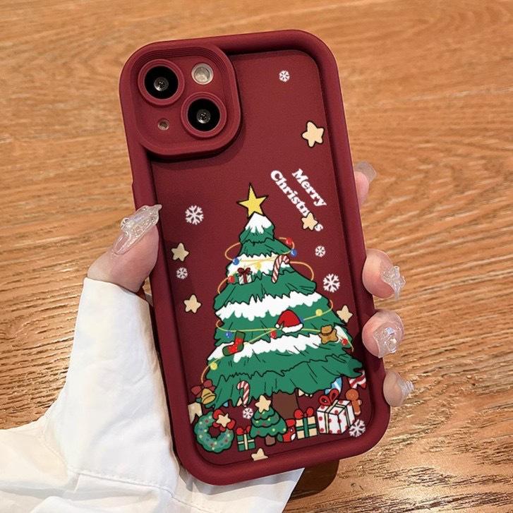 Festive Apple iPhone 11-15 Pro Max Drop-proof Christmas Tree Case