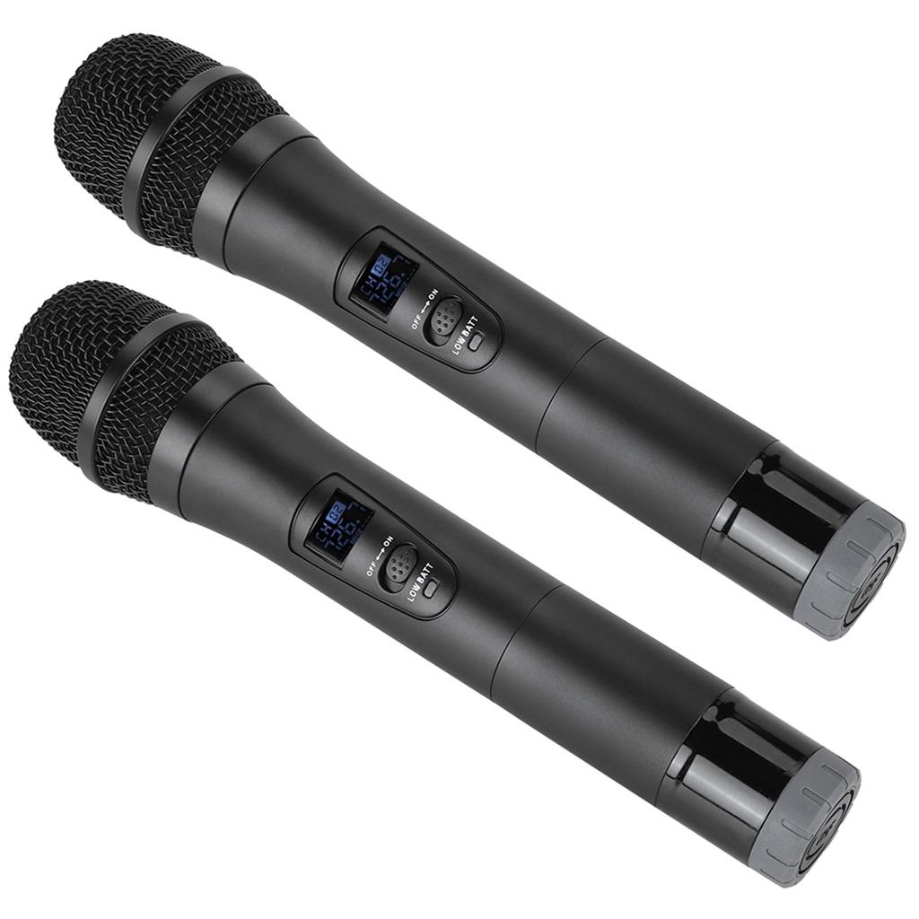 Universal VHF Wireless Handheld Microphone with Receiver for KaraokeBusiness Meeting Black