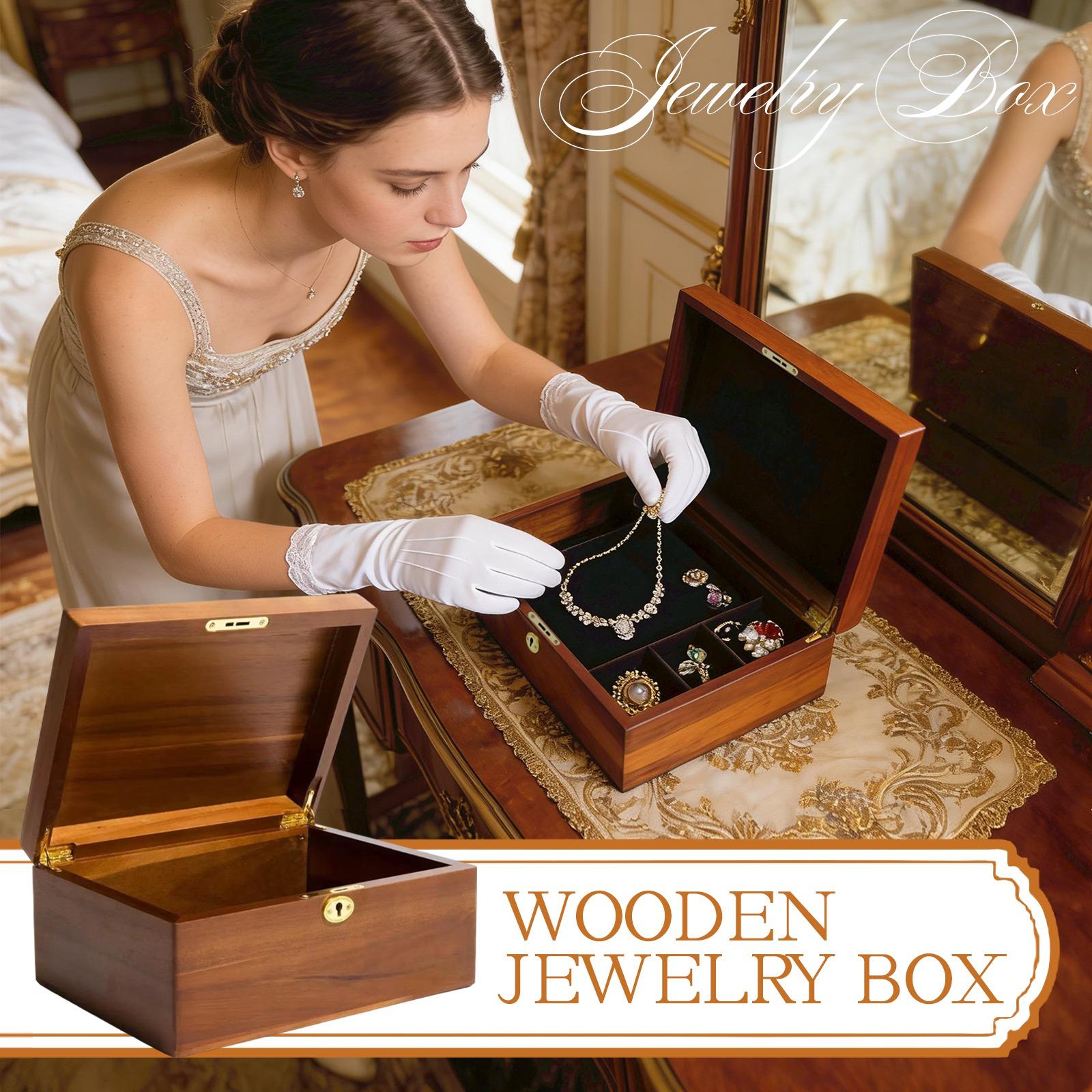 

Wooden Storage Box With Lock And Key, Wood Storage Box, Jewelry Box, Organizer. One Size коричневий