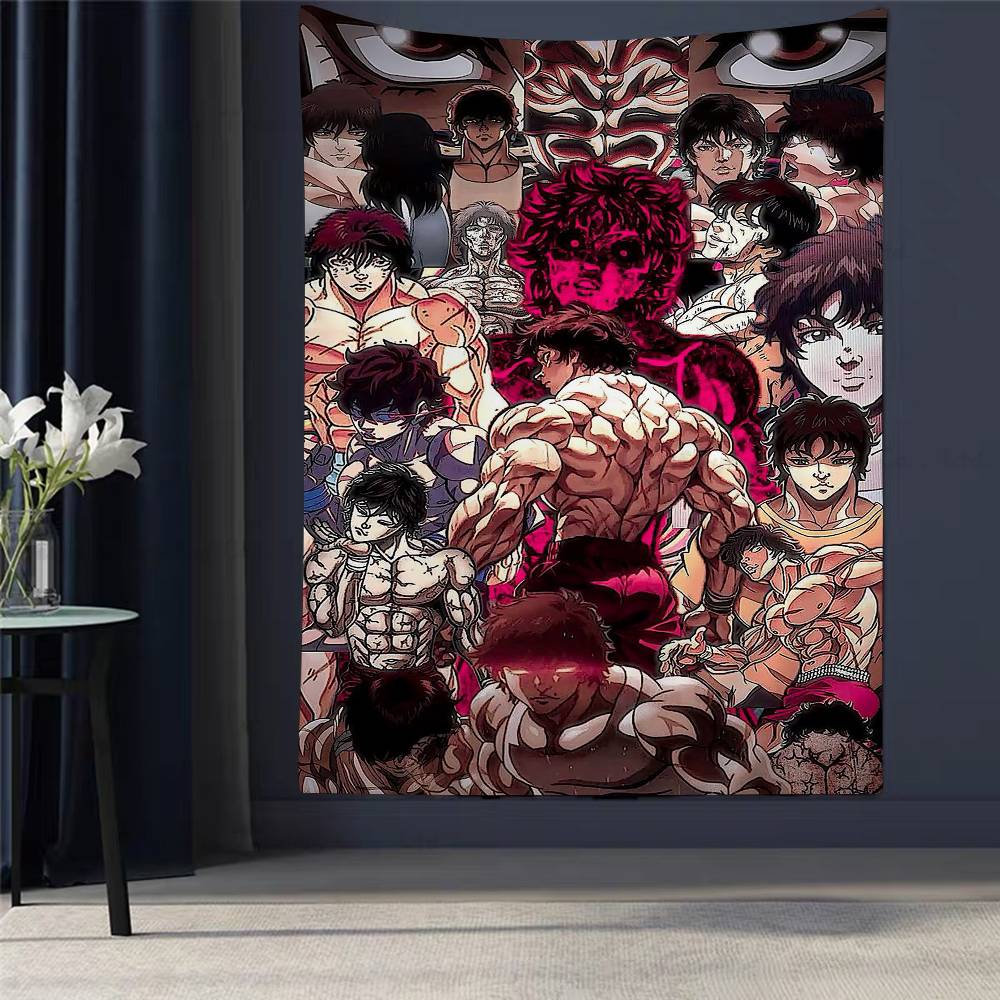 Anime Baki The GGrappler Colorful Tapestry Wall Hanging Hanging Tarot Hippie Wall Rugs Dorm Wall Art Decor