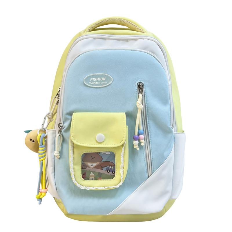 New trendy large-capacity schoolbag female junior high school college student campus contrasting color small fresh backpack travel backpack