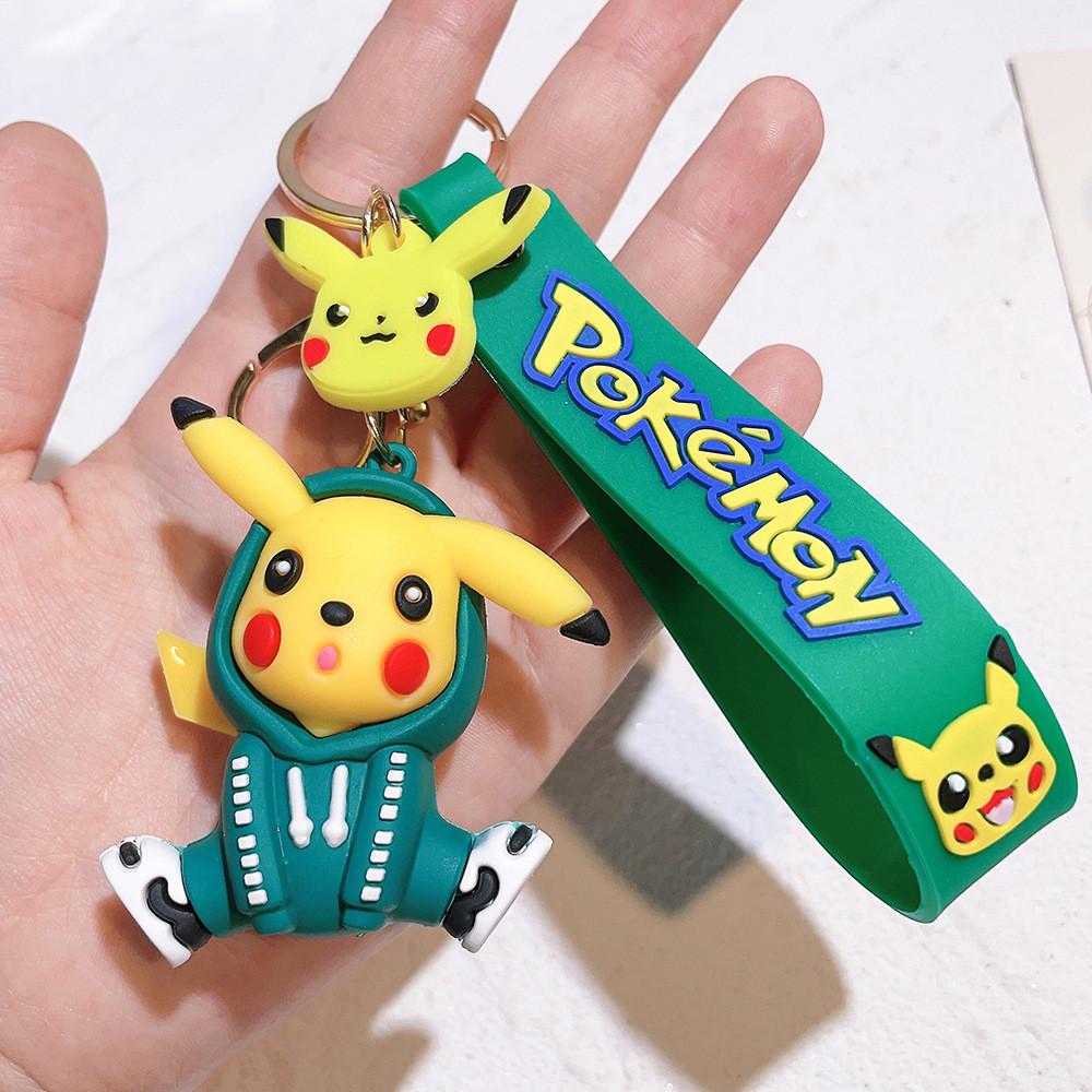 Adorable Silicone Pikachu Keychain Colorful Hoodie Accessory Gift For Birthdays