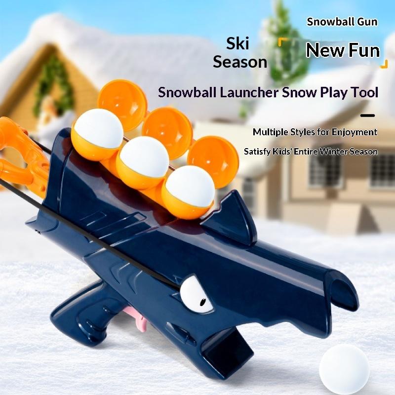 Generic Cartoon Shark Snowball Gun And Cartoon Duck Snowball Clip Soft Launcher Kids Outdoor Winter Snow Fight Play Toy