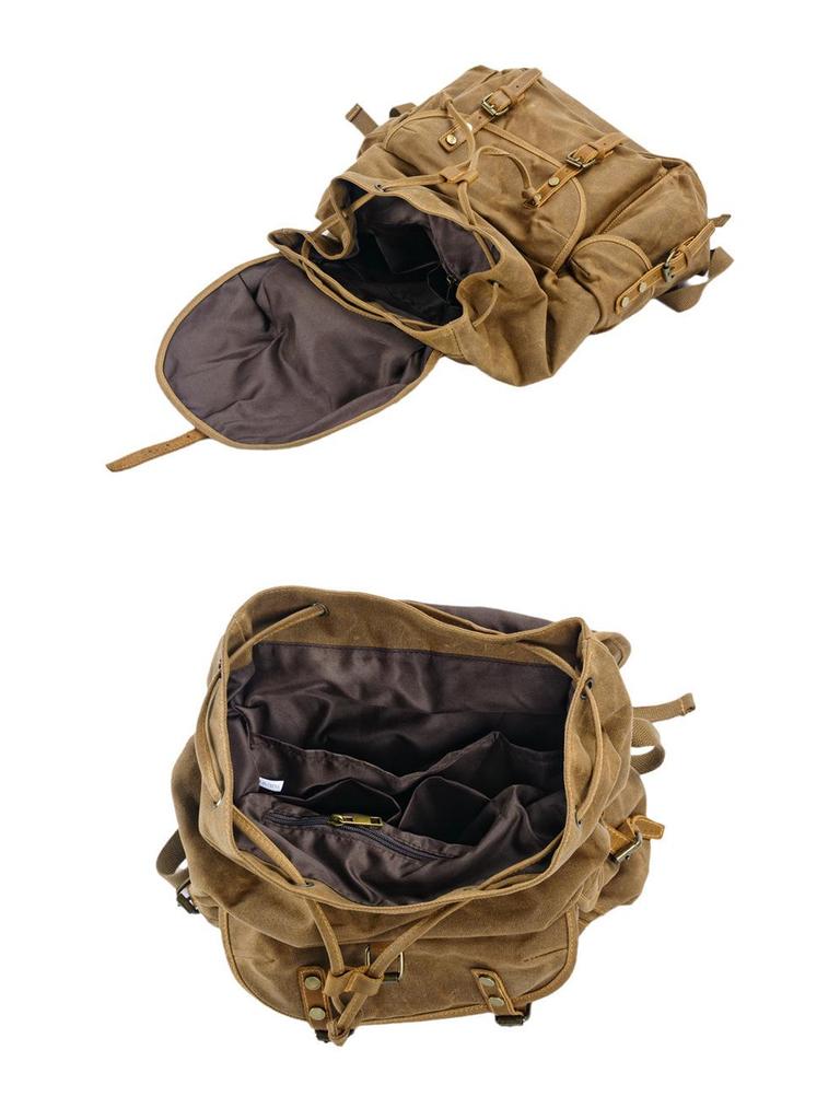 Retro Canvas Mountaineering Backpack - Large Capacity, Casual Soft Wax Grey for Men and Students