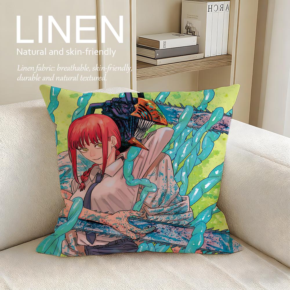 Action Chainsaw Man Cushion Cover Pillowcase Set Pcs x x Breathable Washable Sofa Cushion Cover