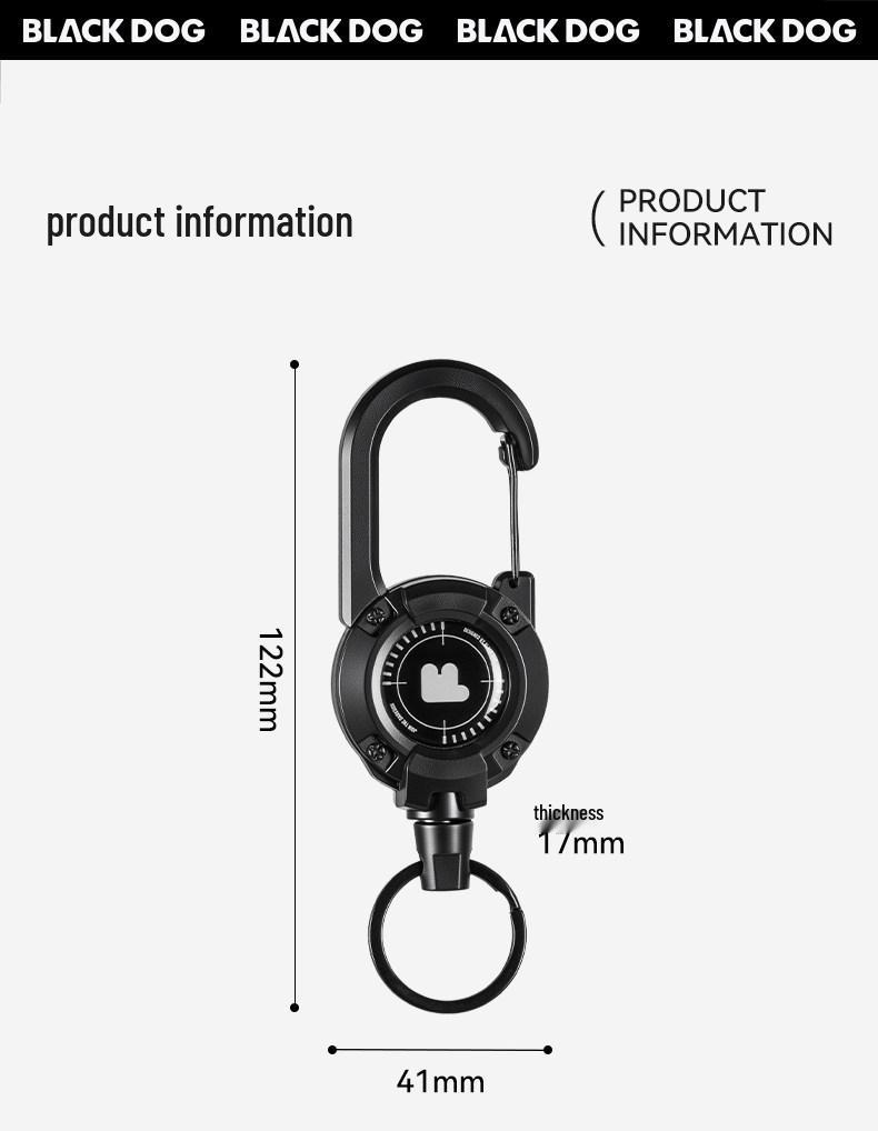 BLACKDOG Tactical Multi-Functional Telescopic Keychain Lanyard with Pull-Release Buckle - Anti-Lost Camping Accessory