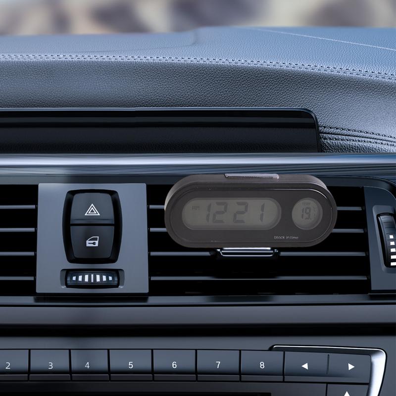 Digitální hodiny do auta 2v1 Hodiny do auta Svítící teploměr Hodinky Lepicí hodinky Měřič zobrazení času Elektronický měřič LED