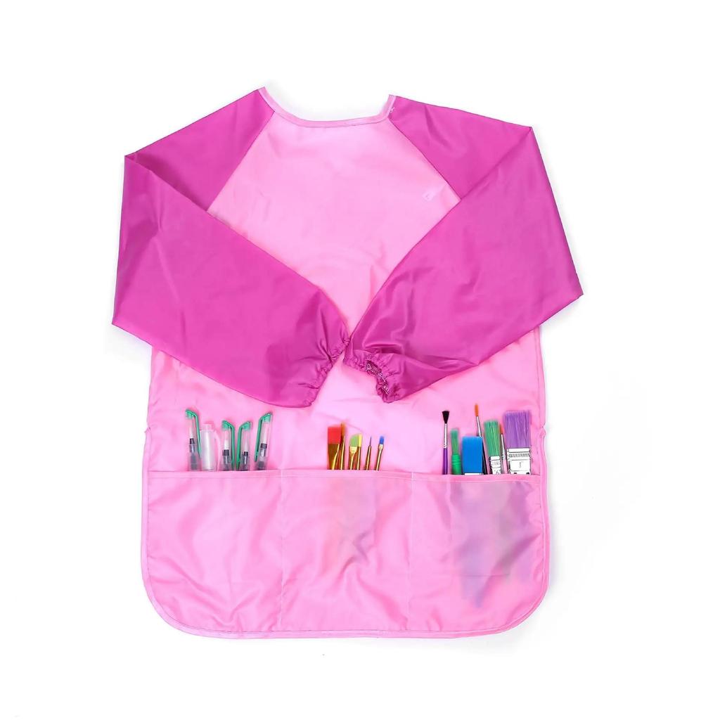 Tablier d'art à manches longues pour enfants avec poche et housse de protection pour aquarelle