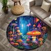 Dreamy Colorful Mushrooms Flannel-printed Round Floor Mats Are Slip-resistant Suitable for Living Bedroom Terrace Garden Carpets