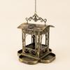 Vogelvoederhuisje met Zonne-energie Lamp Antiek Brons Schaal LantaarnStijl voor Tuiniers,