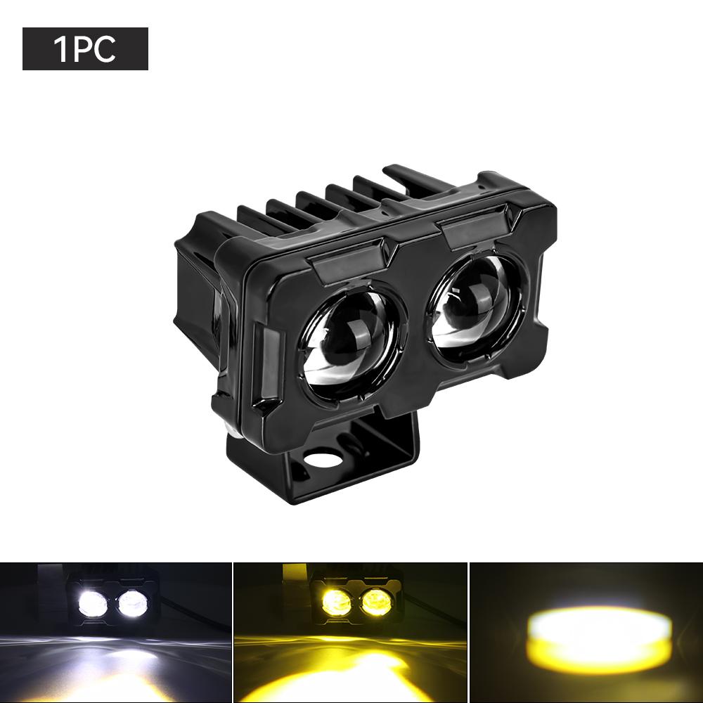 

Универсальные мотоциклетные светодиодные прожекторы, вспомогательная противотуманная фара, супер яркий двухцветный водонепроницаемый мотоциклетный линзовый прожектор