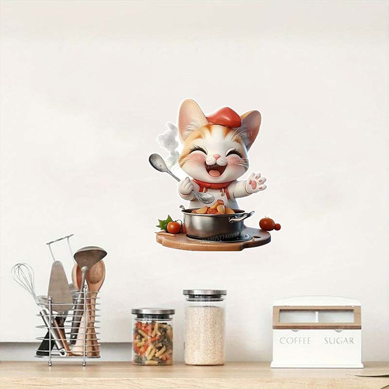Süße Giraffe & Katze & Glückliches Nilpferd Koch Wandaufkleber - Charmantes Tier Kühlschrankaufkleber für Wohn- & Esszimmerdekor Aufkleber S481
