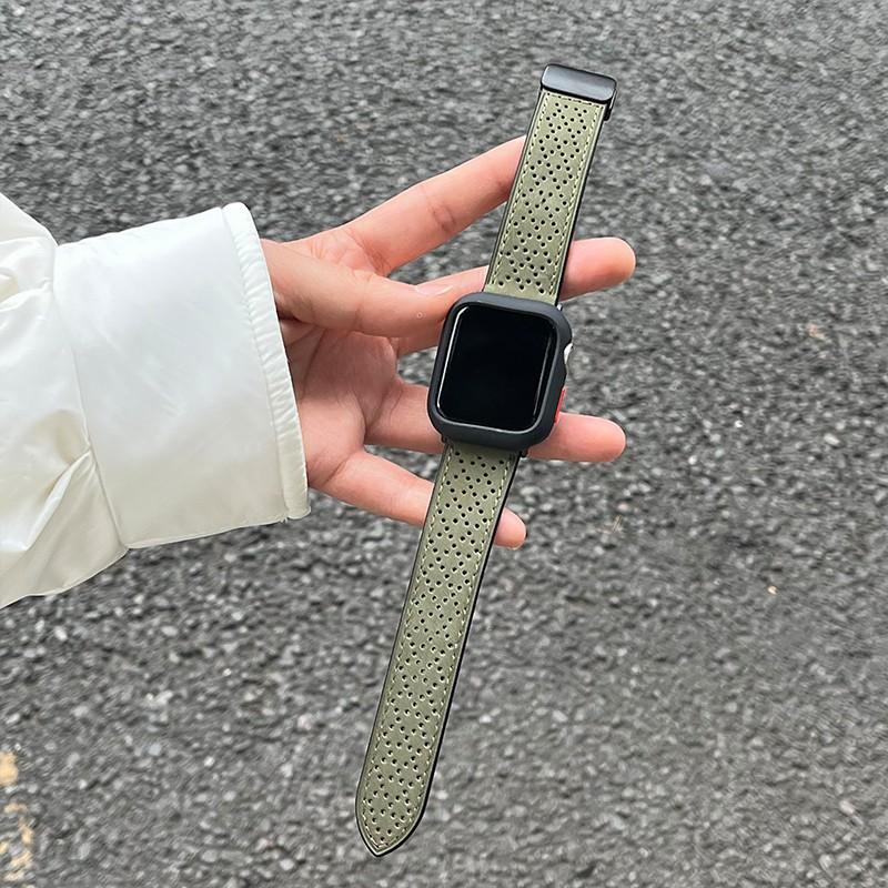 Für Apple Watch 10 46 mm/Ultra 2/Ultra 49 mm/9 8 7 45 mm/SE (2023) SE (2022) SE 6 5 4 44mm/3 2 1 42mm Uhrenarmband Echtes Rindsleder Magnetband