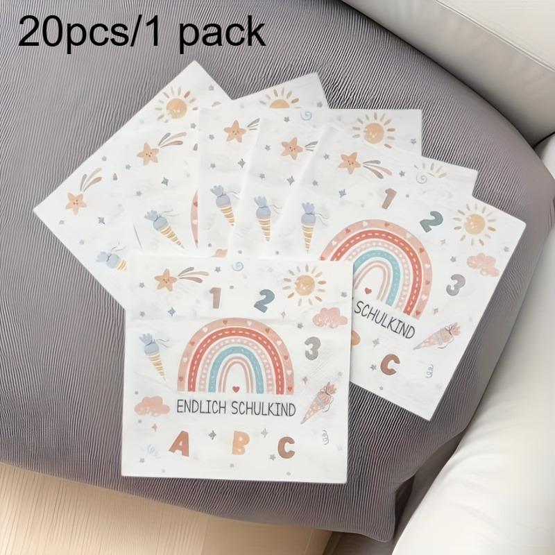 

20pcs 33.02*33.02 Cm, Double Layer Pure Wood Pulp Napkins for The Beginning of School,Party Decoration Napkins,Paper Napkins