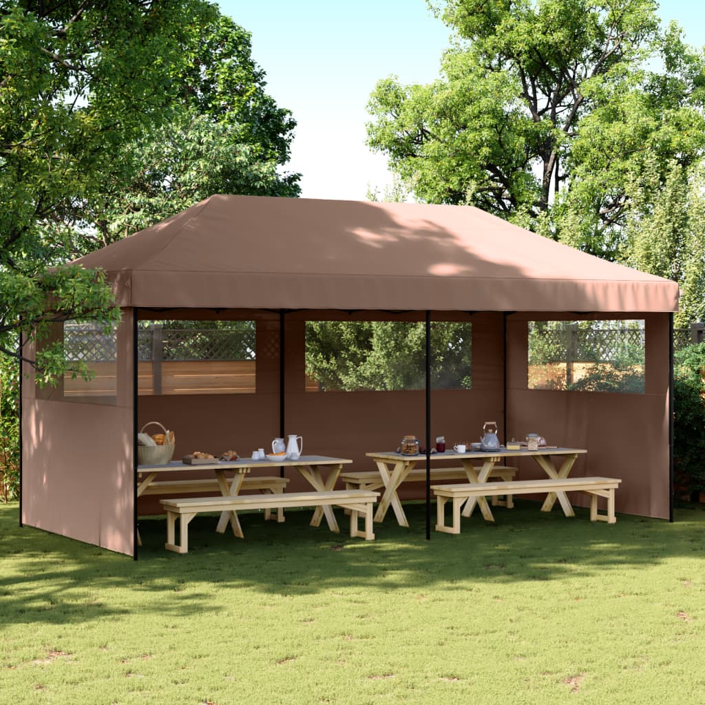 Vidaxl Pop-Up Party Tent with 3 Walls, Brown
