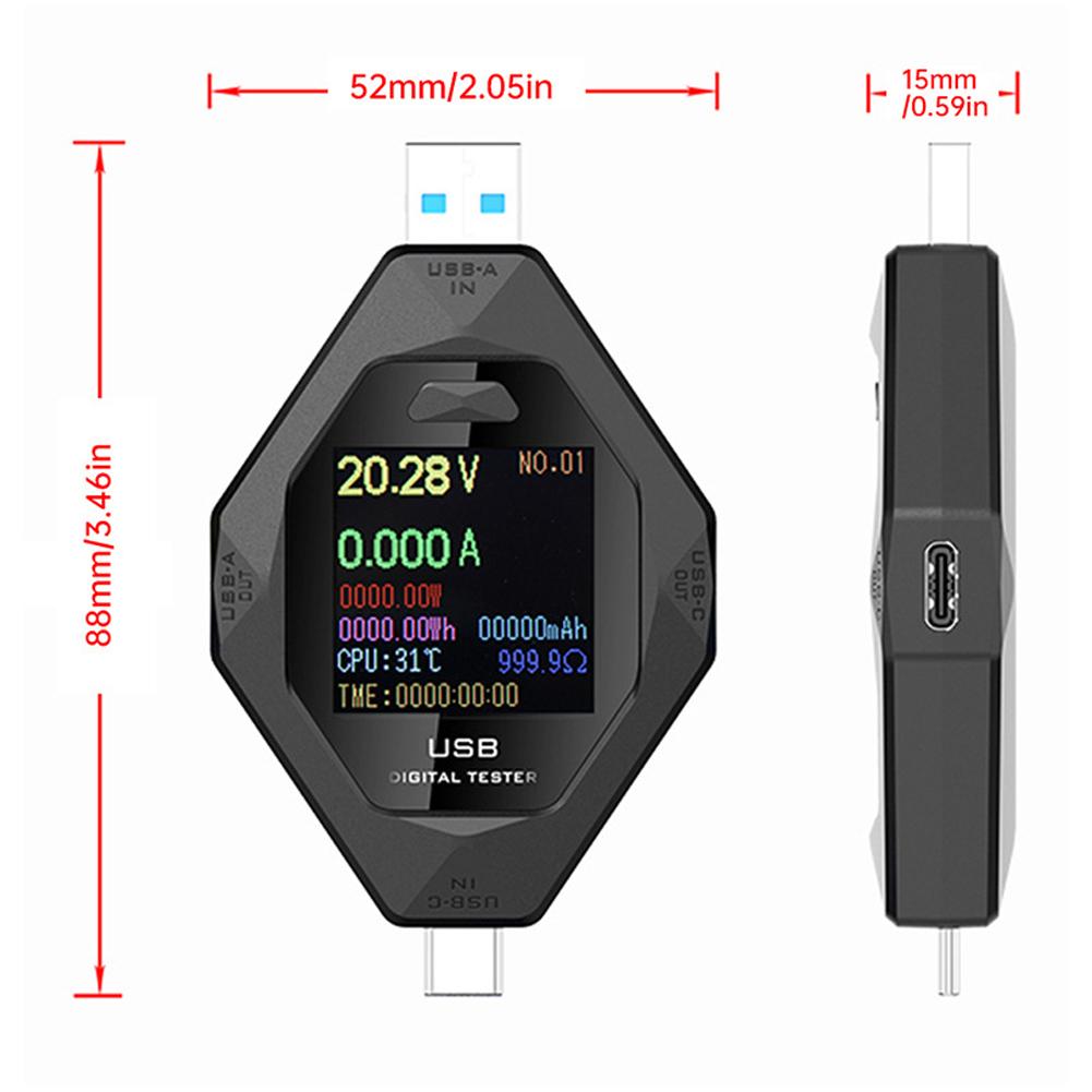 Contor digital USBC Power Meter Multifuncțional Tensiune curent Power Meter Detector de încărcare a telefonului mobil