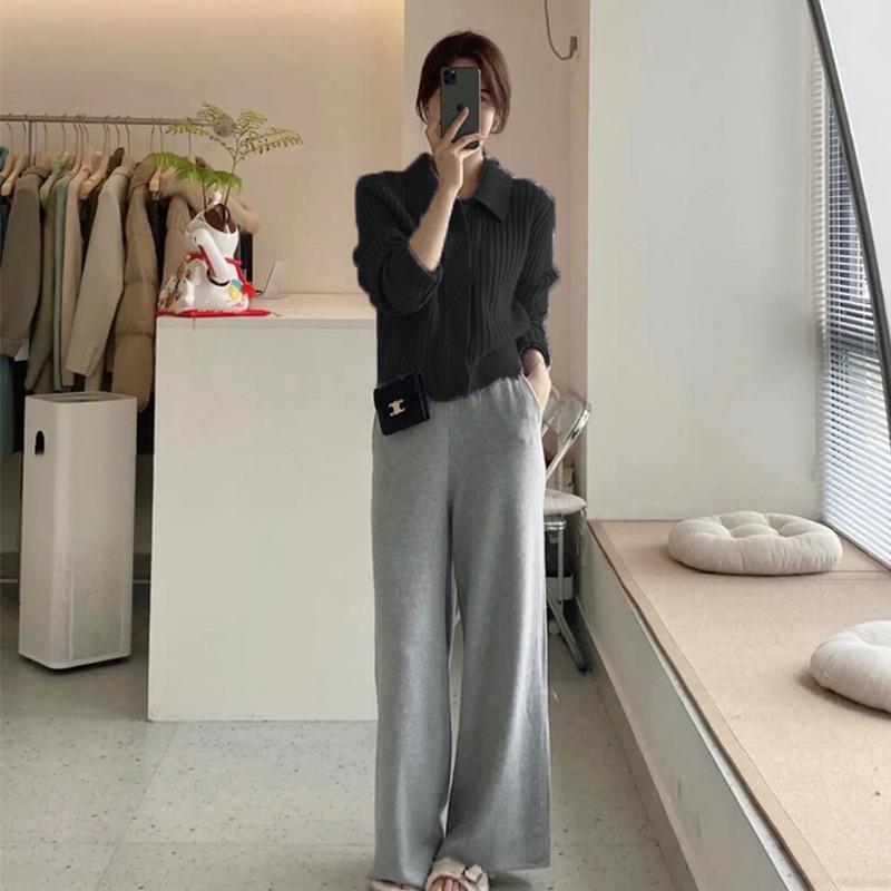 Sheepskin Polo Neck Sweater Cardigan for Women In Autumn and Winter