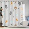 Adorable Animal Print Shower Curtain Set For Bathroom Decor Waterproof Fabric With Hooks Various Sizes Available (White)