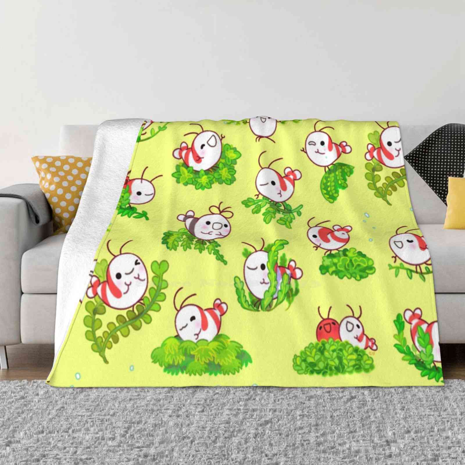 Застенчивая Креветка и Мох Креативный Дизайн Легкое Тонкое Мягкое Фланелевое Одеяло Застенчивая Креветка Пресноводные Водные Растения Животное Аквариум Ява 30x40in