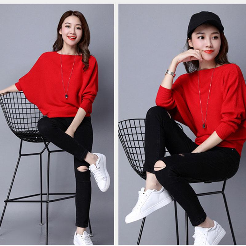 Knit  Pullover Sweater Women's Batwing Sleeve Sweater Coat Loose Large Size Batwing Sweater Short Outer Wear