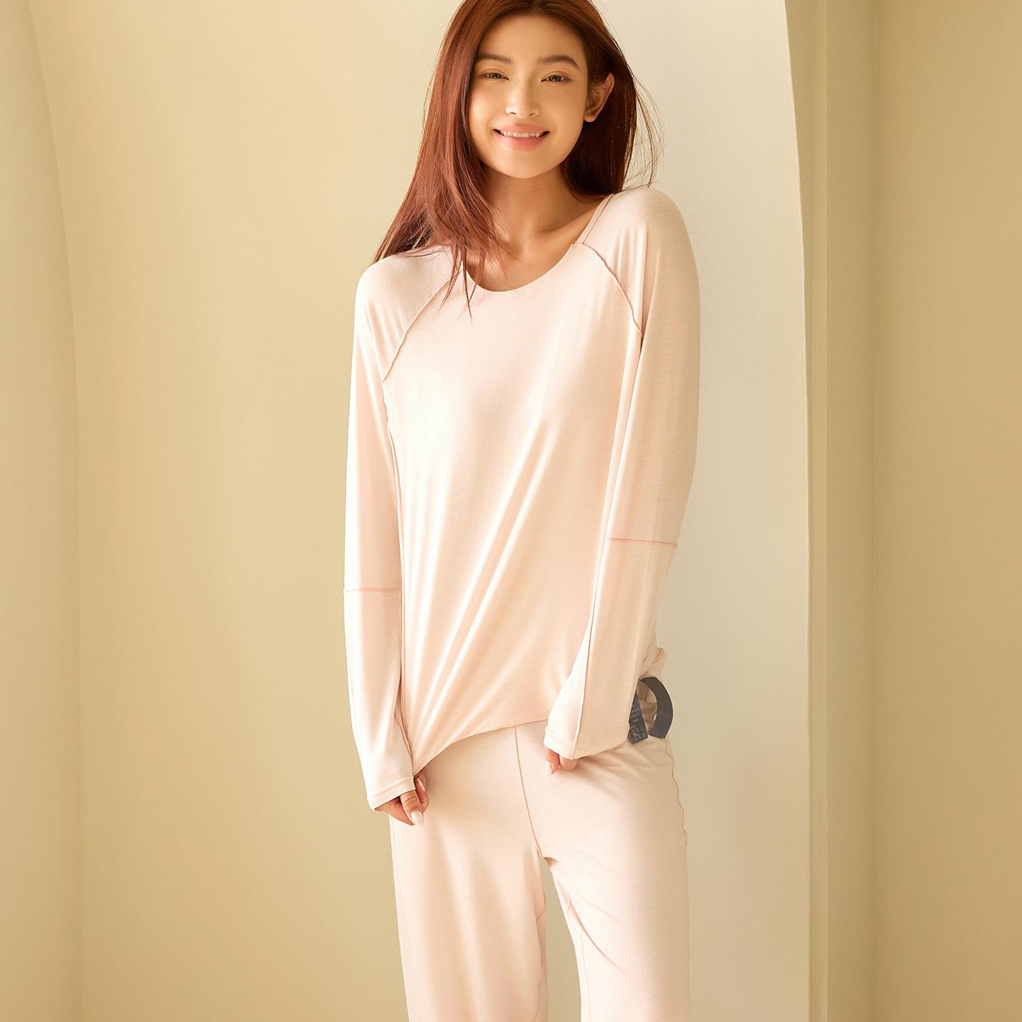 

Casual Deep Sleep Blue Pajamas with Built-in Bra Pads - Seamless, Outdoor-Friendly