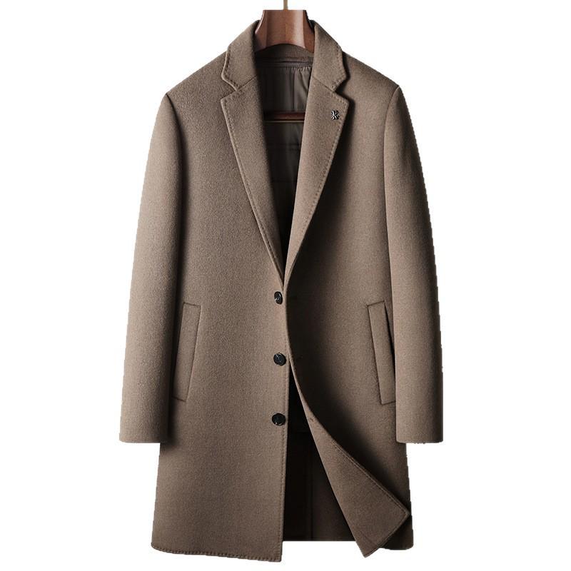Men's 2026 Autumn/Winter Mid-Length Wool Trench Coat with Detachable Down Liner