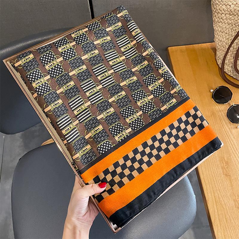 1PC 180*90cm Keep Warm New Elegant Luxury Silk Scarf Decoration Shawl Sun Protection With Women Fashion