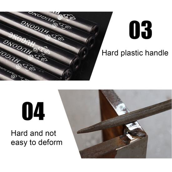 10-teiliges Feilenset, verschleißfest, gute Zähigkeit, Lagerstahl, exquisiter ergonomischer Griff, Nadelfeilen zum Polieren