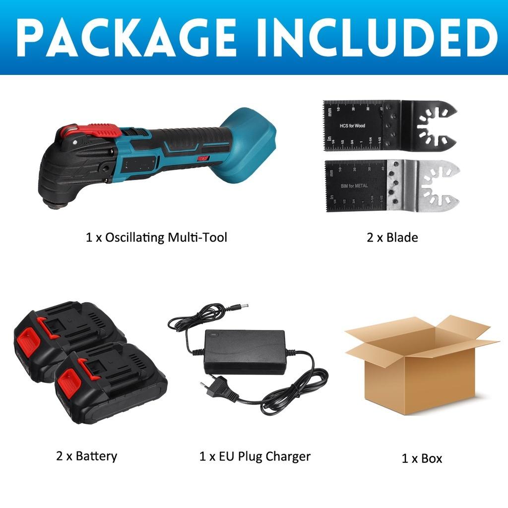 

Электрическая пила Электроинструмент Многофункциональный инструмент Осциллирующие многофункциональные инструменты Переменная 6-скоростная Реноватор Украшение дома Триммер DC 18 В 2 x Battery