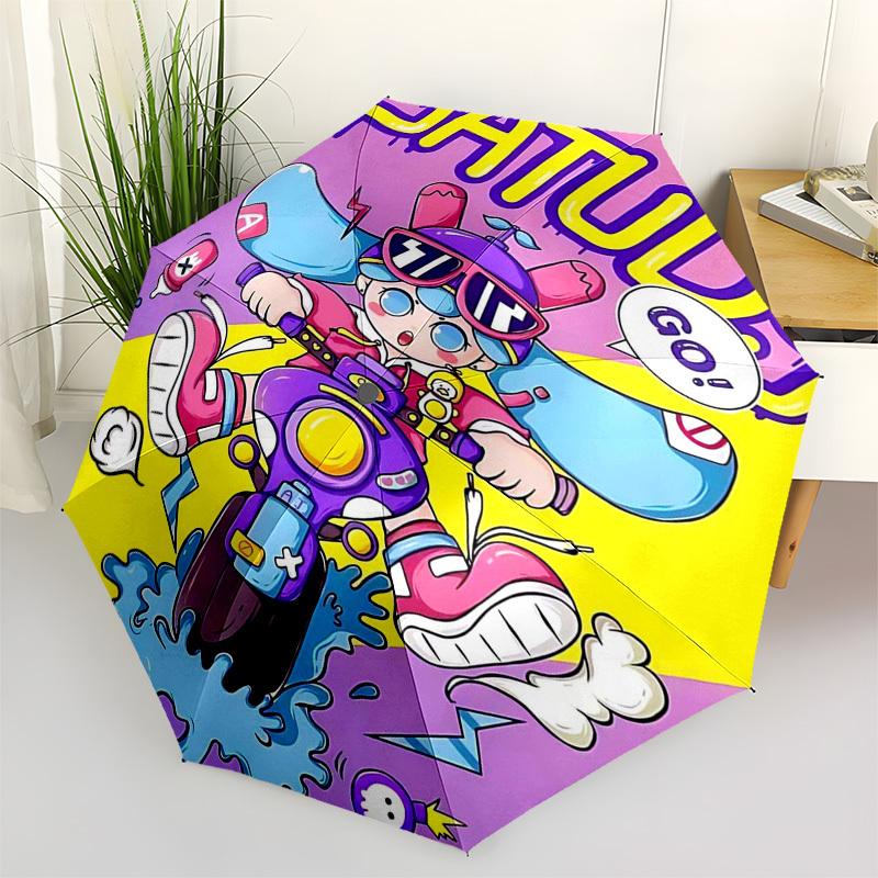 

1pc Outdoor Umbrella with SATUDS Logo, Automatic Opening/Closing, Portable 3-Fold Design, 8-Rib Iron Frame - Perfect Gift for Fans, Travelers,