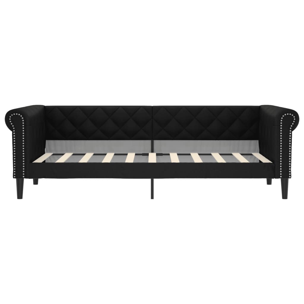 Vidaxl Sofa Z Funkcją Spania, Czarna, 90X190 Cm, Sztuczna Skóra